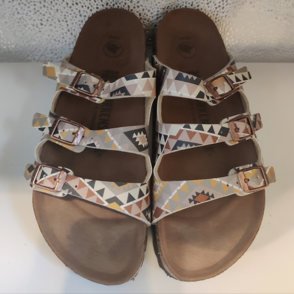 NWOT Vegan Birkenstock Florida Aztec print. Sz 38 N - Picture 2 of 7